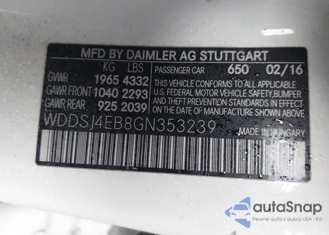 2016 Mercedes-Benz Cla 250 from USA, damaged, VIN WDDSJ4EB8GN353239